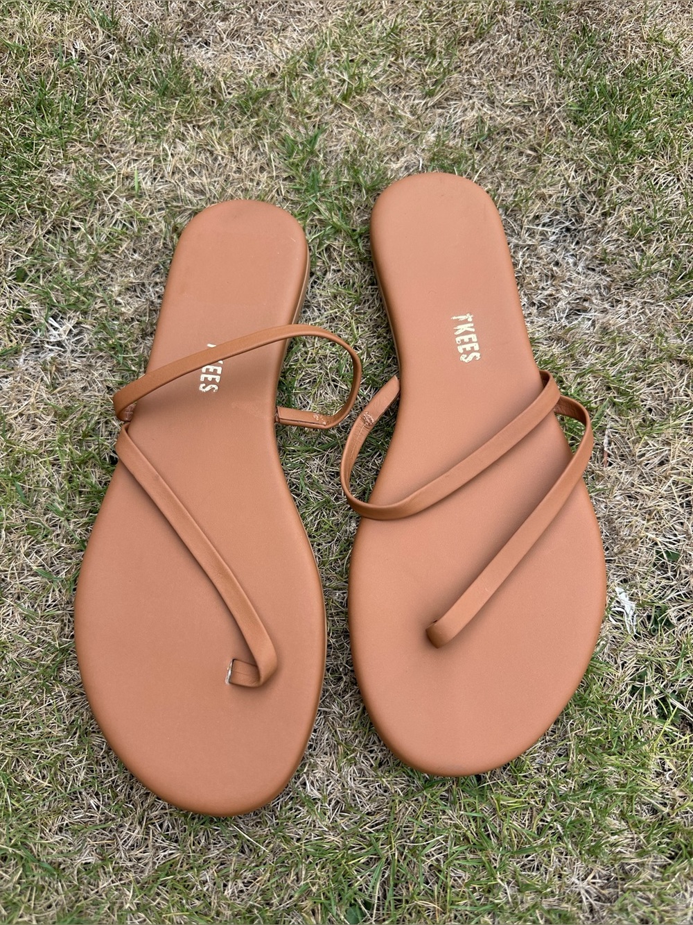 TKEES Tan Leather Minimalist Strappy Sandals